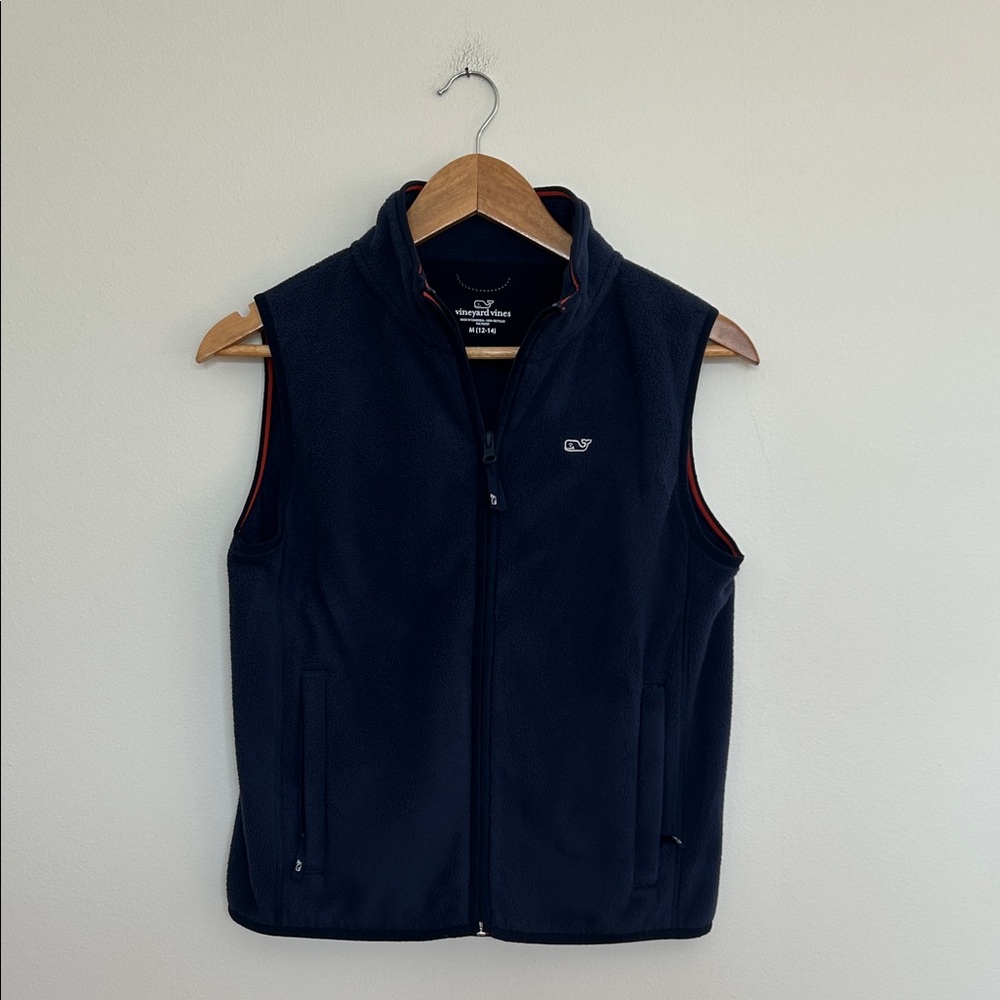 Boys Vineyard Vines Navy‎ Fleece Vest Size Medium 12-14 EUC